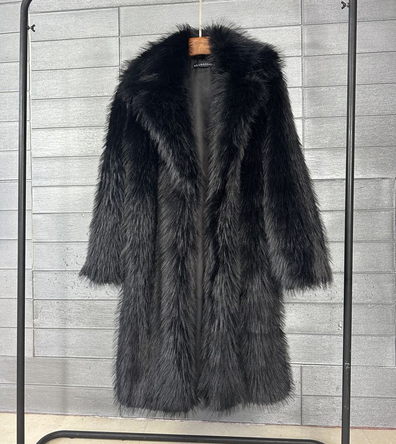 Kunstpelzmantel für Damen, lang, Trenchcoat – Winter-Teddybärjacke mit Reverskragen (Oversized-Passform, Beige/Schwarz/Taupe/Pink/Grau)_voghion.com