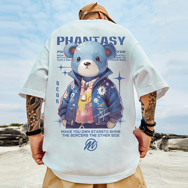 Trendig märkeslös t-shirt med knappar och lös passform, Fat Man, herr, plus tjock femkvartsärm, oversize, China-Chic, stor herr, sommar_voghion.com