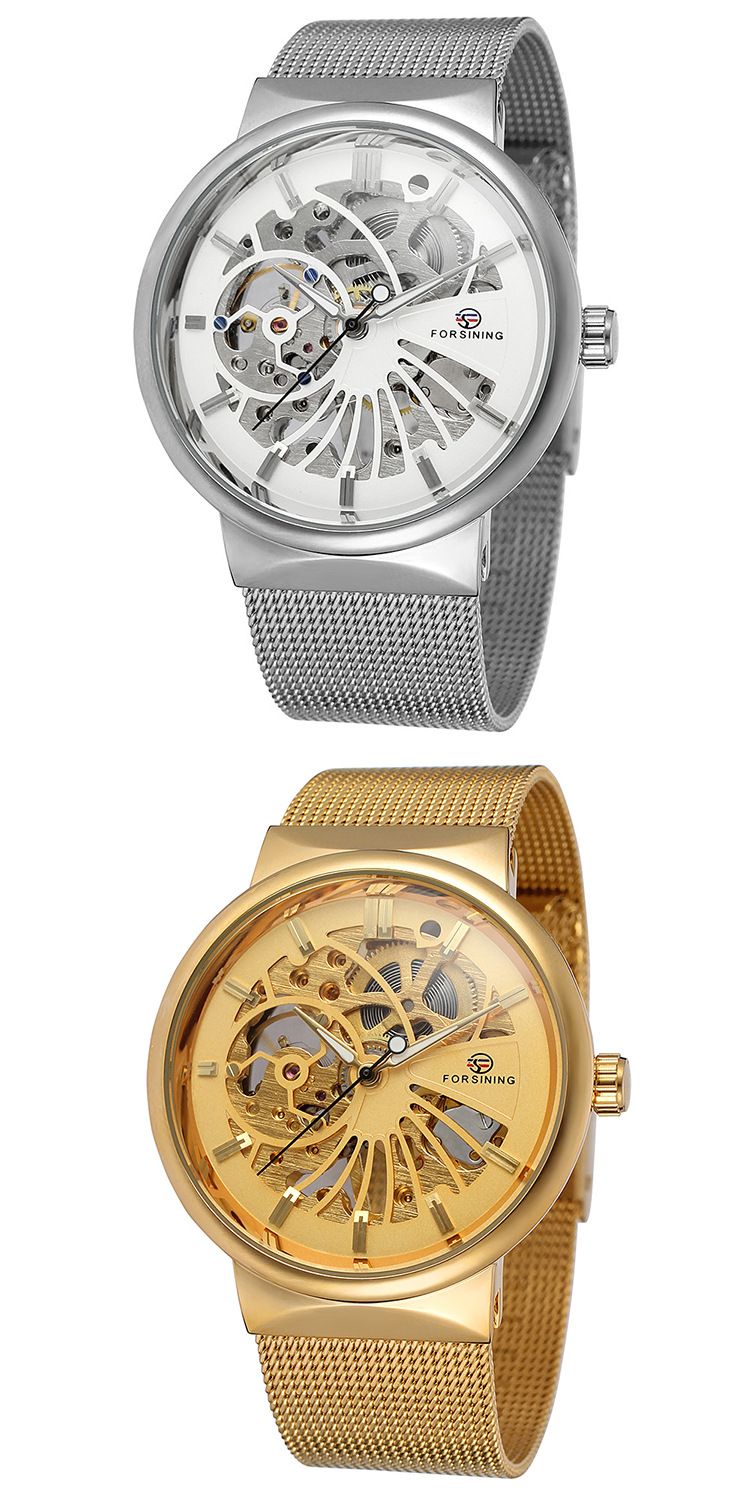 Nei FORSINING126 Hären Auer mat manueller Mechanik an engem holen Design fir Männer, modern a mat Stolband_voghion.com