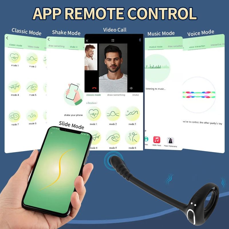 Anello per pene con vibrazione ritardata, APP per uomo, con blocco remoto per coppie, anello per sperma, prodotti sessuali per adulti_voghion.com