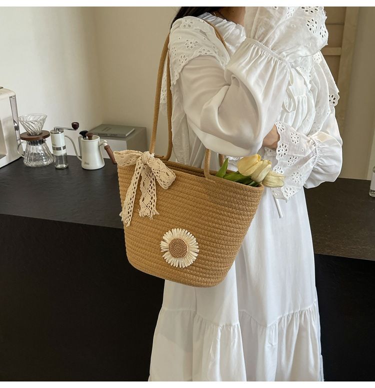 Borsa da spiaggia per le vacanze Instagram Tote fatta a mano intrecciata ad alta capacità per l'inizio della primavera 2024 per le donne_voghion.com