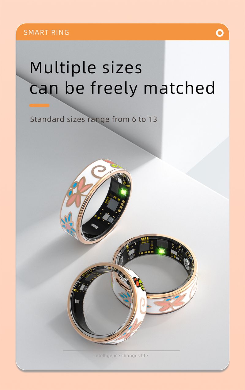 R18 Color Enamels Fashion Women Smart Ring Female Stainless Steel Intelligent Finger Ring Lady IP68 Waterproof Fitness Tracker_voghion.com