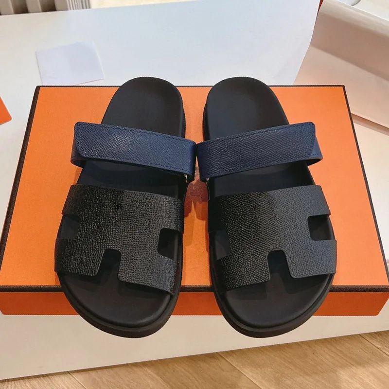 Ciabatte da spiaggia con nastro magico H in pelle di mucca, per donna, con una sola parola, stile da coppia_voghion.com