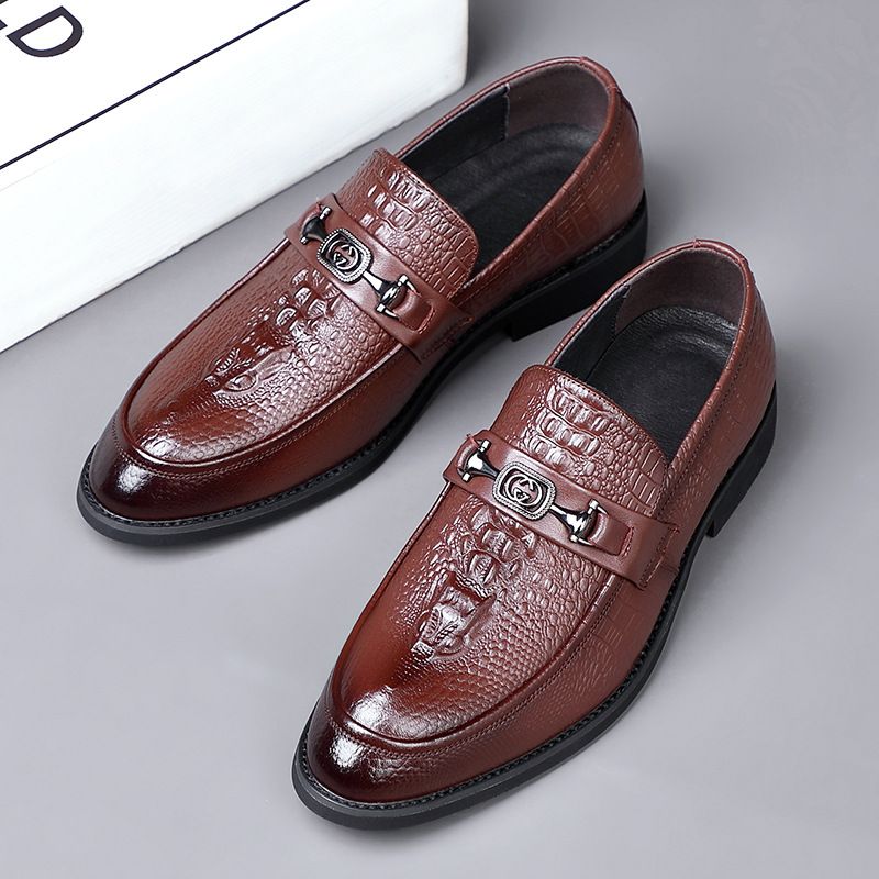 New Top Layer Cowhide Casual Genuine Leather Business Dress Breathable Single Shoes, Pointed Men's Shoes_voghion.com