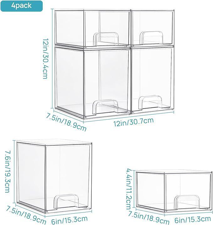 Schubladen-Organizer aus Acryl – 3-stufige, transparente Schreibtisch-Vitrine für Make-up, Schmuck und Bürobedarf (stapelbar, kratzfest)_voghion.com