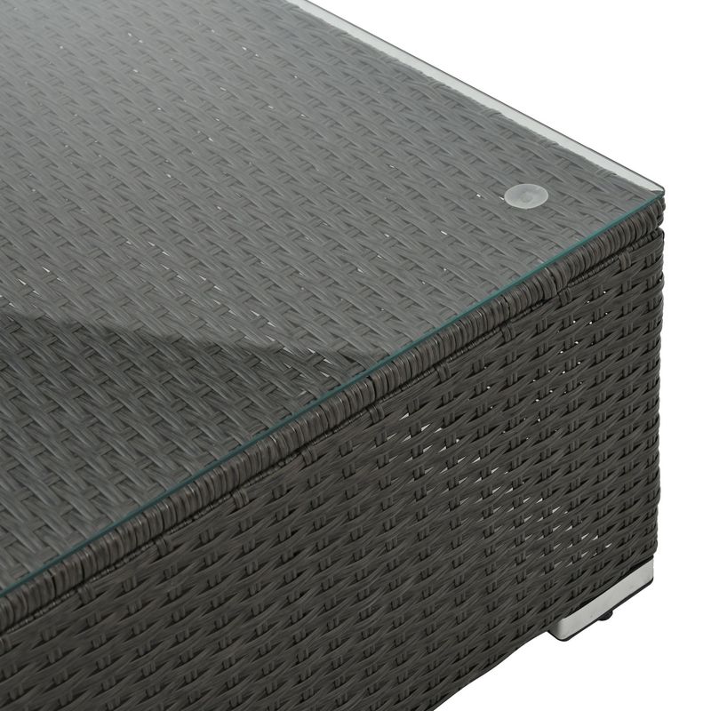 Patio Furniture PE Wicker & Tempered Glass Table_voghion.com