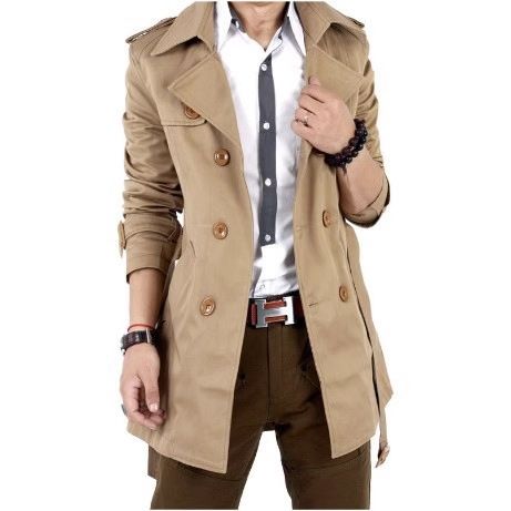 Jachetă nouă pentru bărbați, model coreean, cu două rânduri de nasturi, de lungime medie, la modă_voghion.com