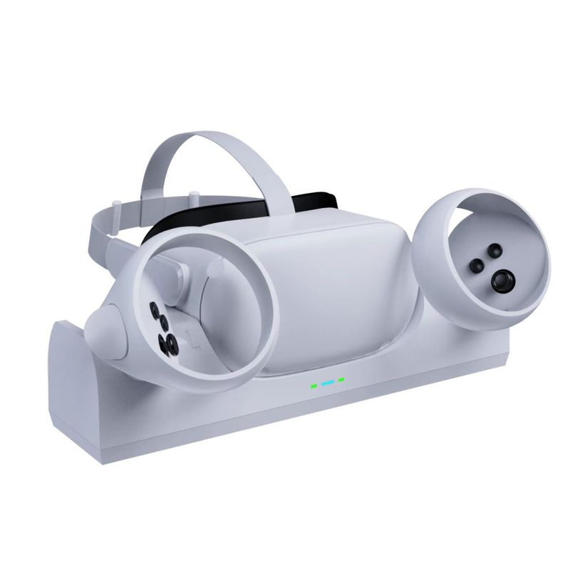 Ladegerät, 3 LED-Anzeigen, wiederaufladbarer Akku, platzsparend, Mehrfachschutz, stabil, Headset-Controller, Ladestation für_voghion.com