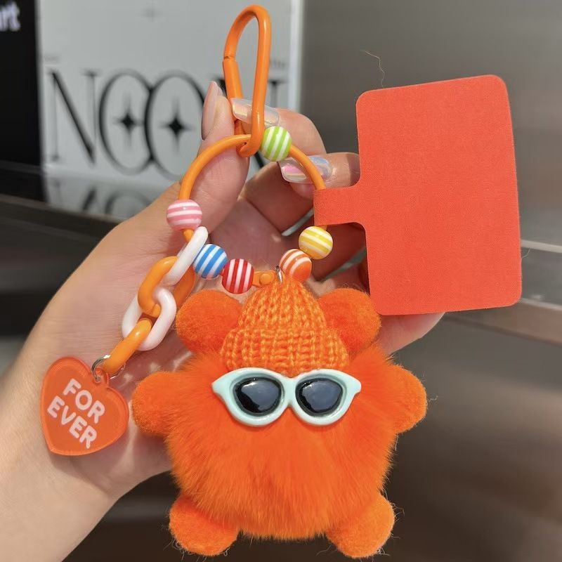 Portachiavi con ciondolo per auto in vera pelliccia di coniglio Rex, piccolo e grazioso, a forma di palla di carbone, per donne, squisita bambola di peluche da appendere allo zaino._voghion.com