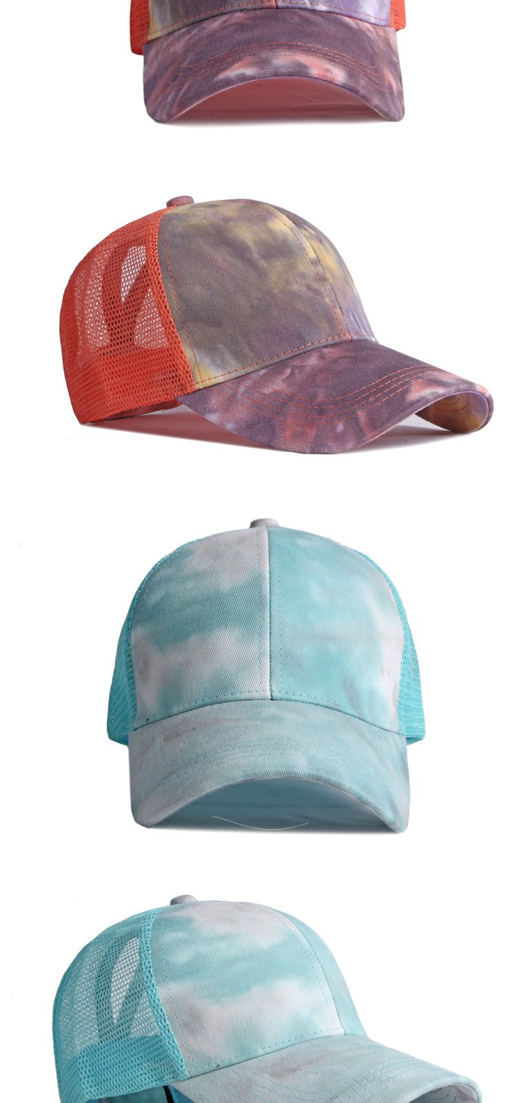 Spring and summer women net hat fashion gradual change ponytail baseball cap outdoor sports beach hat_voghion.com