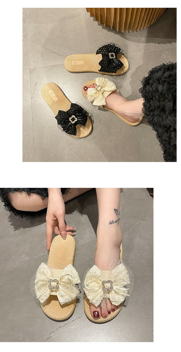 Damenschuhe Version von Outdoor-Hausschuhen Sommer Neue Schleifen-Hausschuhe für Frauen zum Ausgehen zu Hause Modische und vielseitige trendige Freizeit_voghion.com