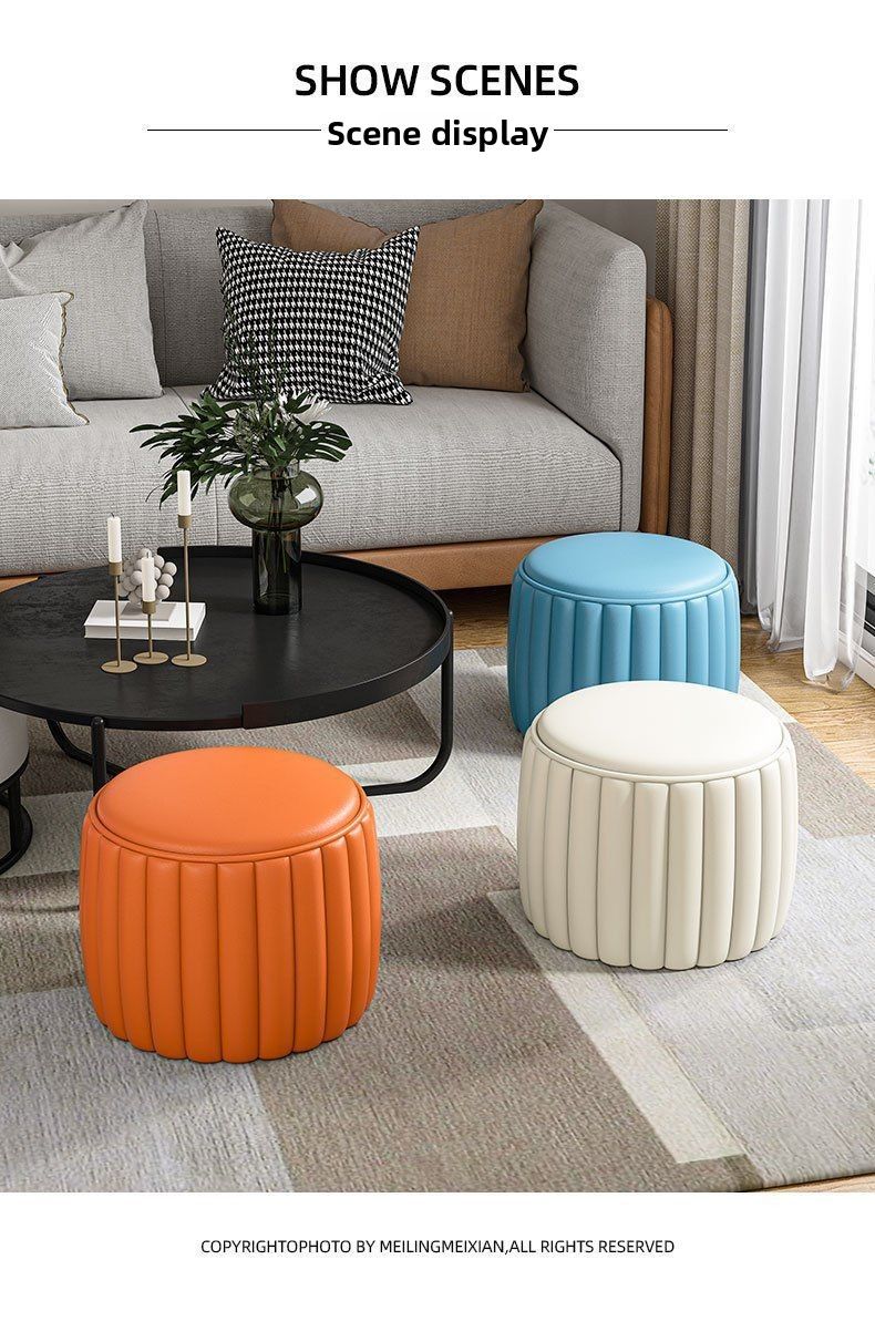 Home Low Internet Celebrity Pumpkin Small Living Room Sofa Coffee Table Round Simple Ottoman Shoe Changing Stool_voghion.com