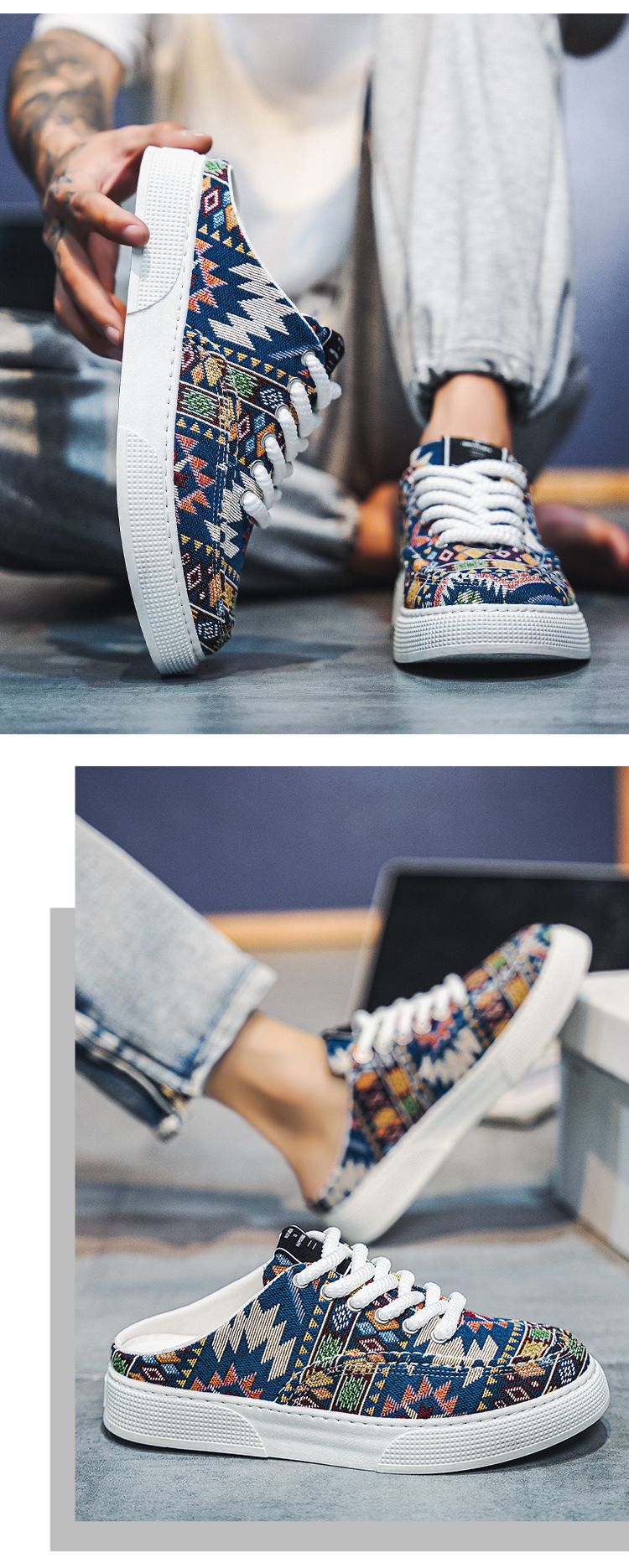 Atmungsaktive Slip-On-Canvas-Schuhe für Herren mit Mesh- und Print-Design – leichte Sommer-Freizeitschuhe für Komfort und Stil_voghion.com