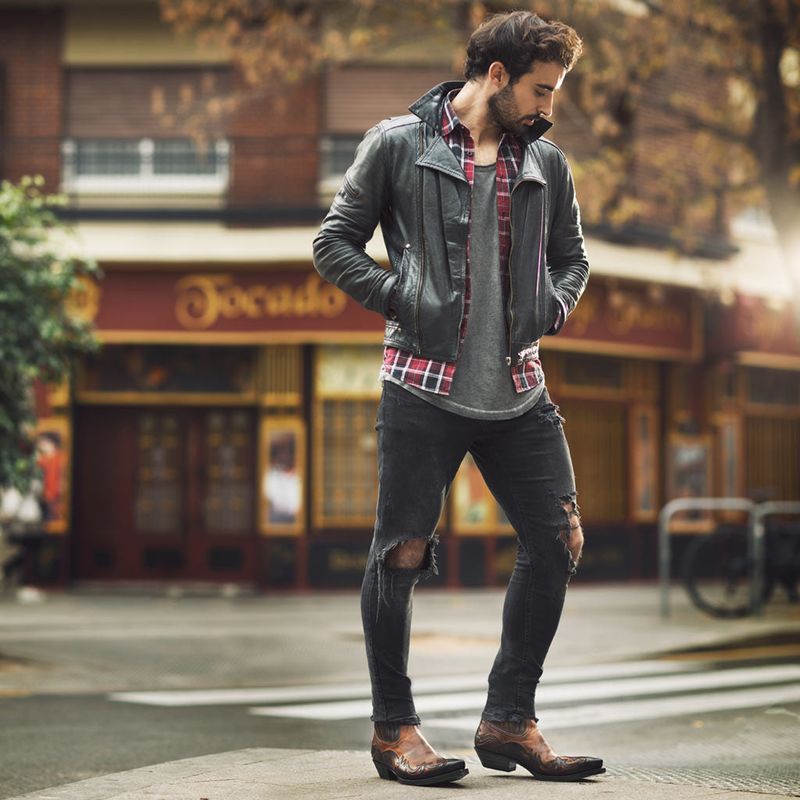 Stivali da cowboy western con tacco alto e punta spazzolata, unisex, stivali a metà polpaccio_voghion.com