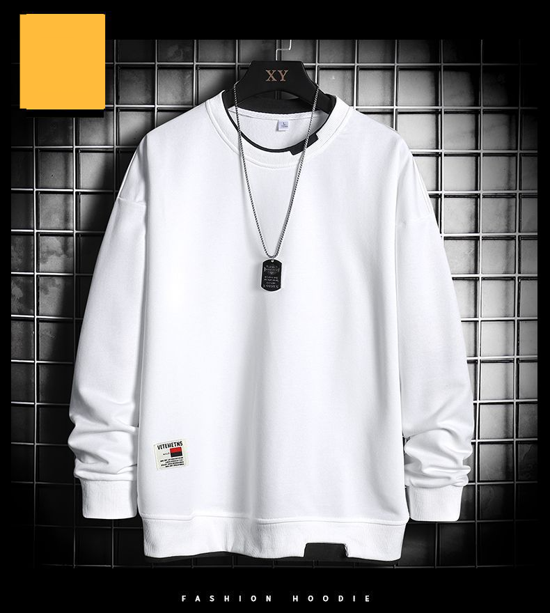 Men's Clothing Sweatshirts For Boys Autumn And Winter New Style Ins Trendy Hoodless Round Neck Pullover Long Sleeved T Shirt Two Piece Loose Top_voghion.com