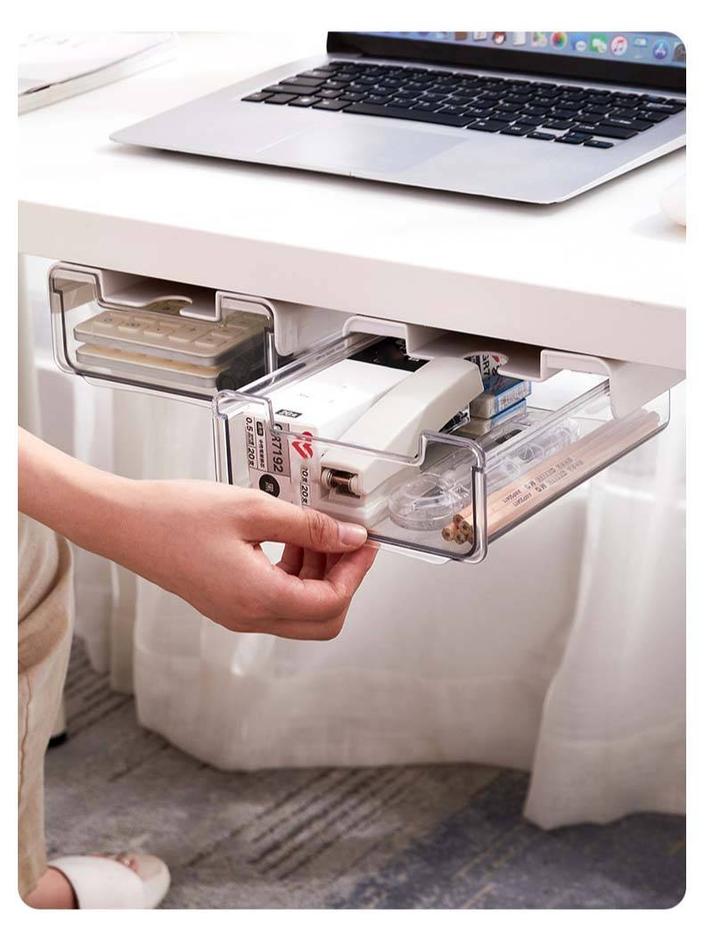 Organizador familiar debajo de la mesa, cajón para oficina, papelería, almacenamiento de artículos diversos, escritorio de dormitorio, caja de almacenamiento oculta, artefacto grande para organizar el escritorio._voghion.com