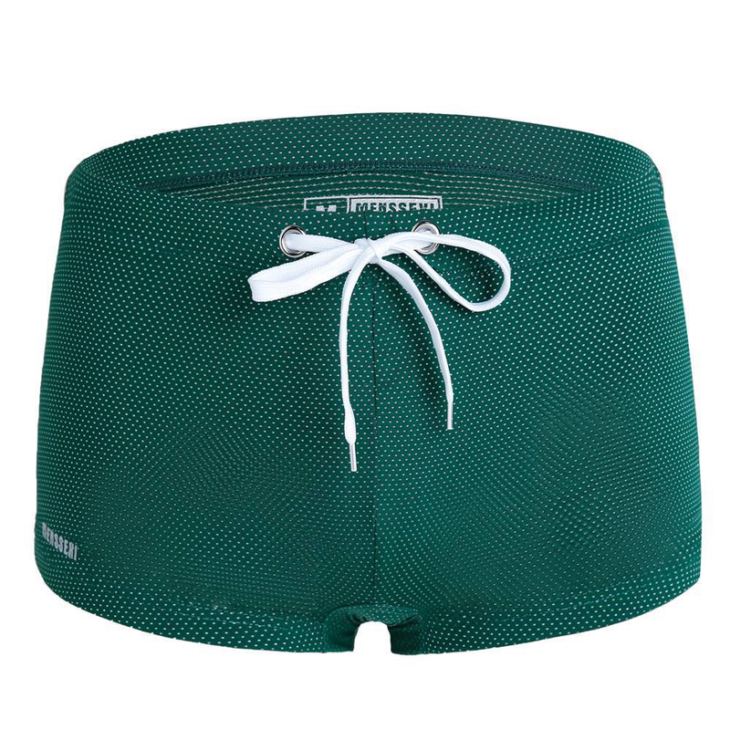 Men's Flat-angle Swimming Trunks, Low-waist Nylon Beach Trunks, Hot Spring Swimming Trunks, Lace-up, Summer_voghion.com