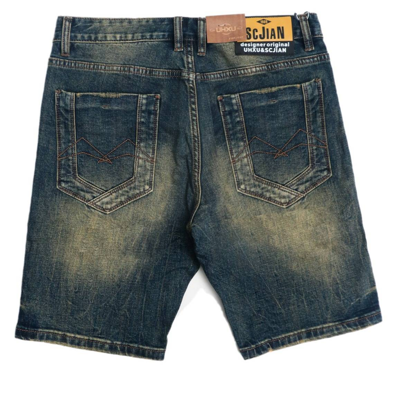 Ropa para hombre, pantalones vaqueros desgastados retro de verano, pantalones cortos de mezclilla de estilo urbano que combinan con todo y ligeros agujeros elásticos._voghion.com