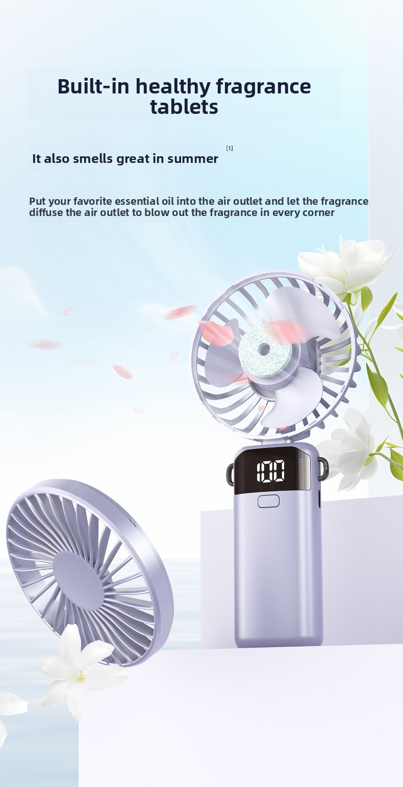 Handventilator USB Mini Tragbarer Student Kleiner Ventilator Digitalanzeige Klappbarer Kleiner Elektrischer Ventilator Geschenk_voghion.com