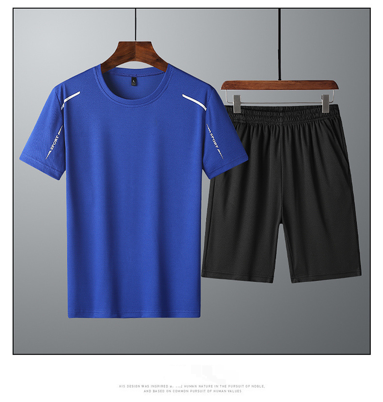 Neuer lässiger Sportanzug für Herren, kurzärmelig, T-Shirt und Shorts, mittleres Alter und junge Leute, große Größe, locker, dünn, atmungsaktiv_voghion.com