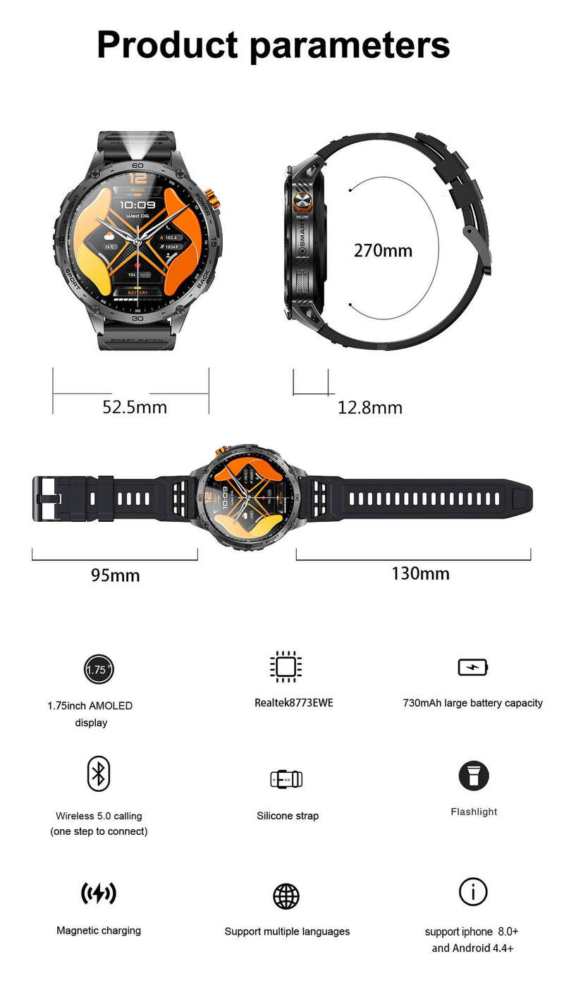 K69 Akıllı Saat Bluetooth Çağrı Kan Basıncı Sesli Asistanı IP67 Su Geçirmez Çoklu Spor Modu Saati_voghion.com