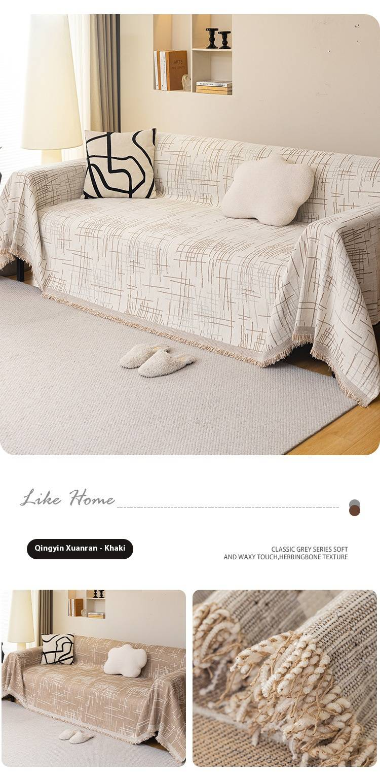 Nordischer minimalistischer Chenille-Sofabezug – gestreiftes Design, vollständiger Schutz für Anbausofas, benutzerdefinierte Größen (180–420 cm), mehrere Farben_voghion.com