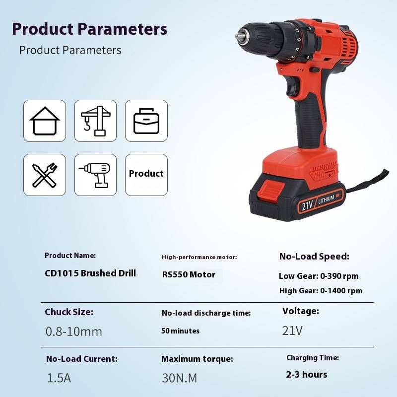 Trapano a batteria con batteria al litio - Trapano manuale leggero, a più velocità e ad alta coppia per la lavorazione del legno, la foratura del metallo e progetti fai da te_voghion.com