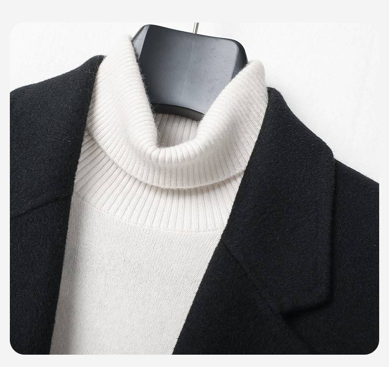 Men's Premium Wool Blend Double-Faced Overcoat With Detachable Down Liner - Slim Fit Business Casual Trench Coat In Navy, Charcoal, Black, Slate_voghion.com