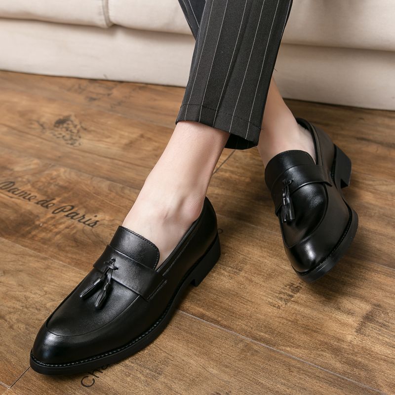 New Fashion Men's Brown Business Casual Loafer Shoes Daily Office Black Buckle Monk Men's Shoes One Foot Cover Banquet Dress Wedding Leather Shoes_voghion.com