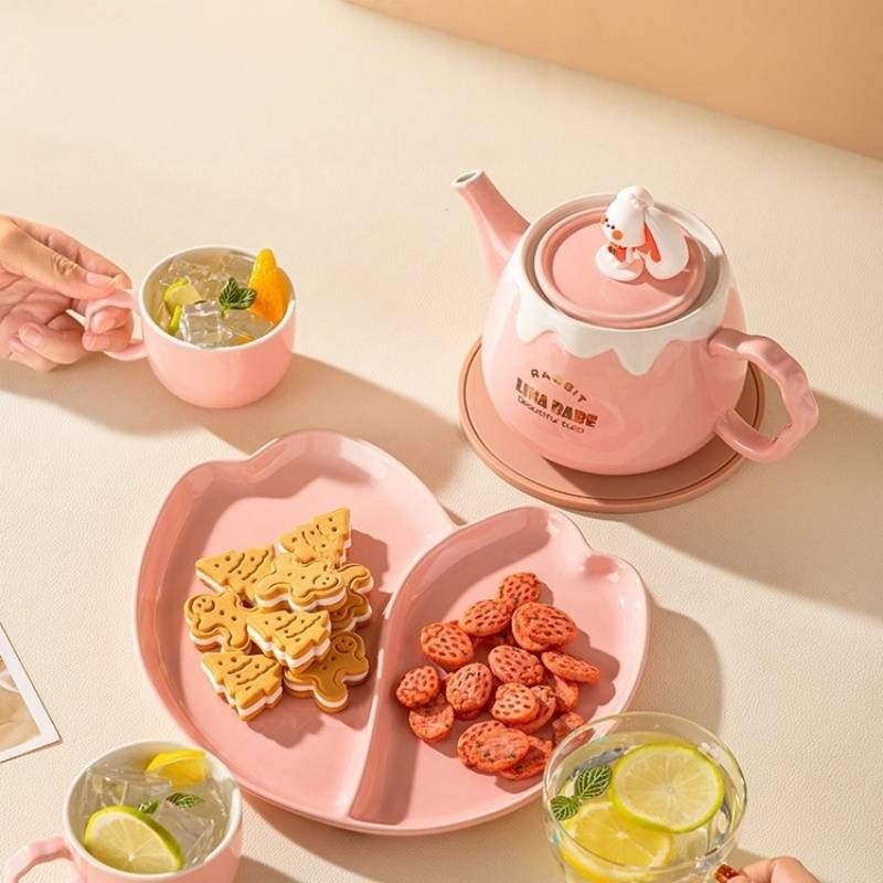 Ceramic Tea Set With Teapot & Cups – 500ml Japanese-Style Gift Set For Home, Teachers, Housewarming (Lina Baby Design) – Microwave Safe_voghion.com
