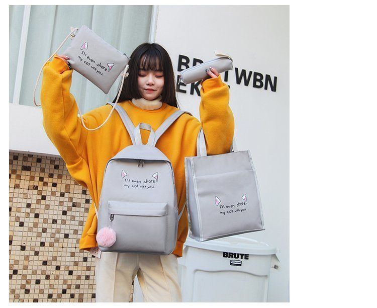 Elegante set di zaini Oxford per ragazze - Grazioso zaino scolastico con stampa animalier, grande capacità, resistente all'acqua e leggero (set da 4 pezzi)_voghion.com