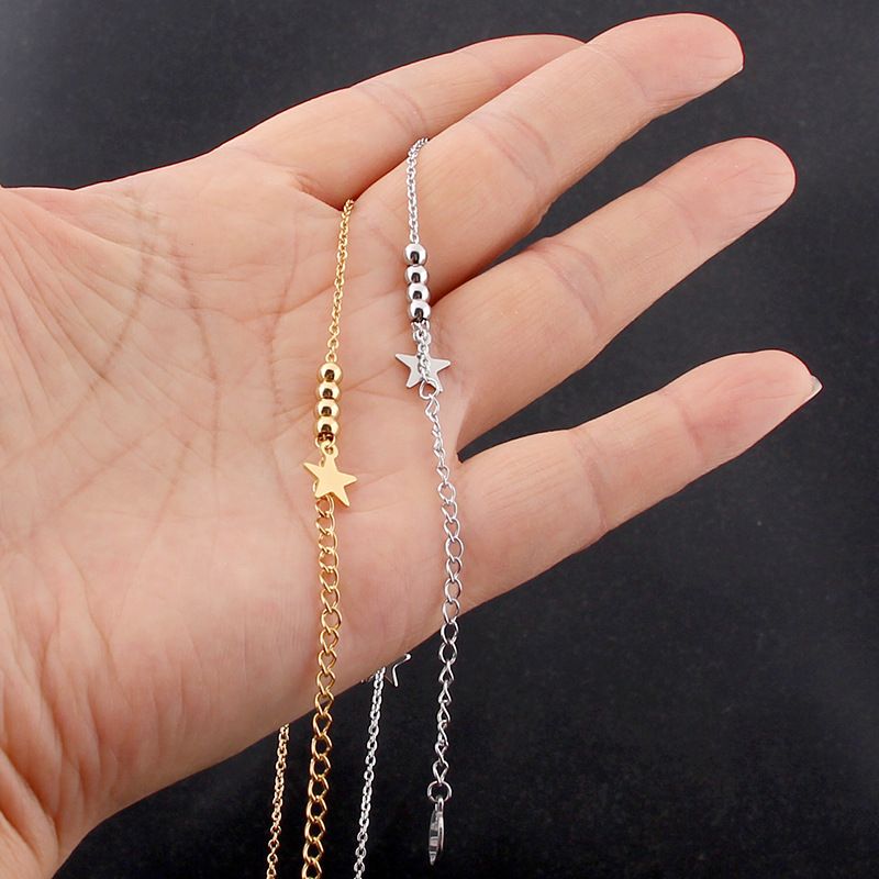 Tobillera de acero y titanio para mujer, de color dorado, sencilla y ligera, de lujo y a la moda._voghion.com