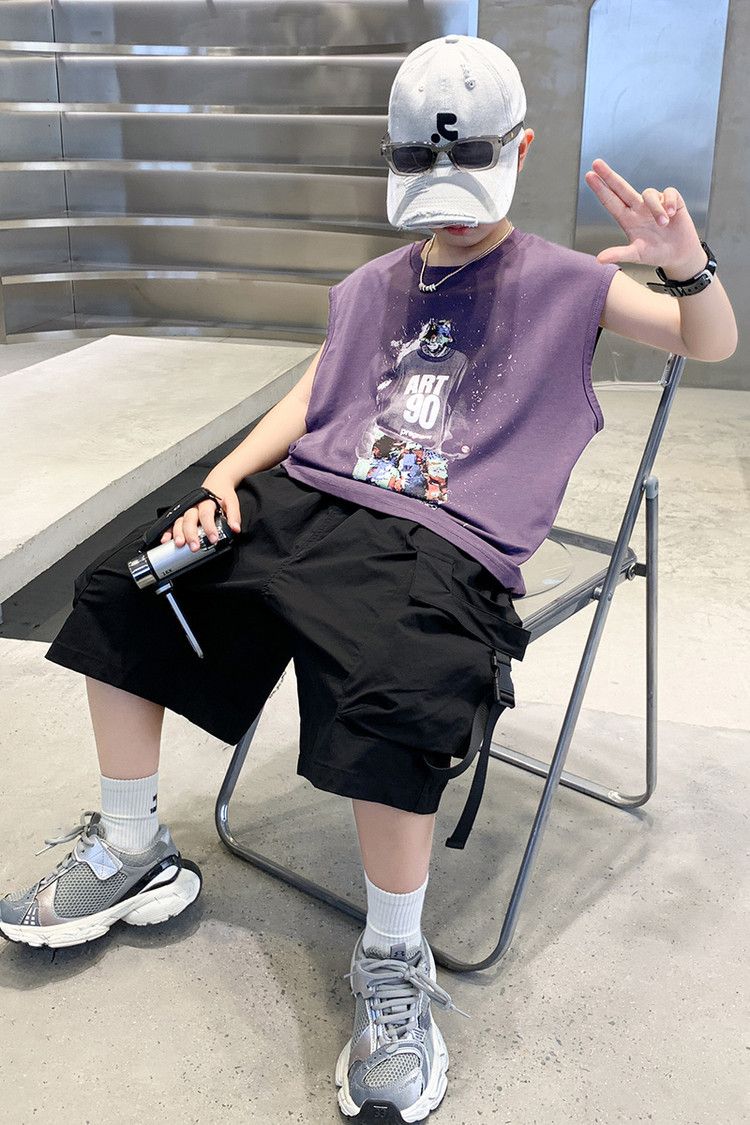 Toddler Boys Clothing For Middle And Large Children Summer Children Summer Style Boys Mid Length Pants Two Piece Suit_voghion.com