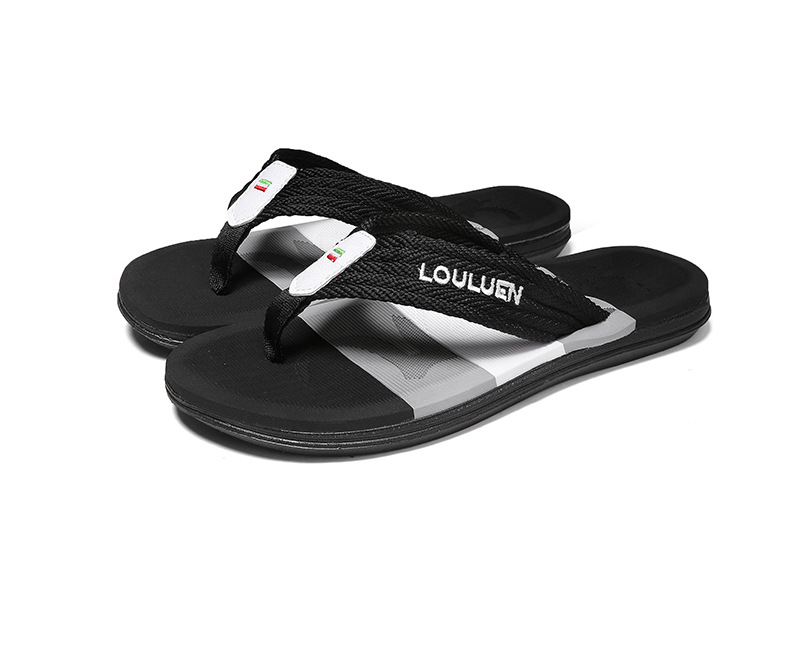 2024 Neue Sommerfußklemme für Herren mit Fischgrätenmuster, rutschfeste Strandpantoffeln mit weicher Sohle_voghion.com