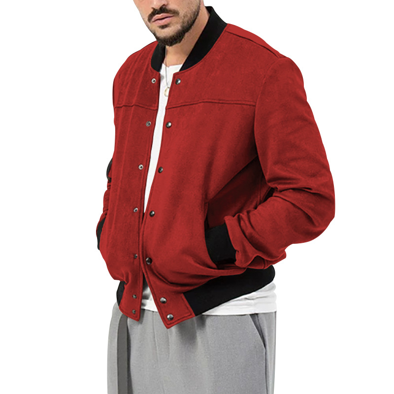 Men's Clothing Autumn and Winter Suede Stand Collar Men's Button Cardigan Jacket Casual Retro Jacket Men_voghion.com