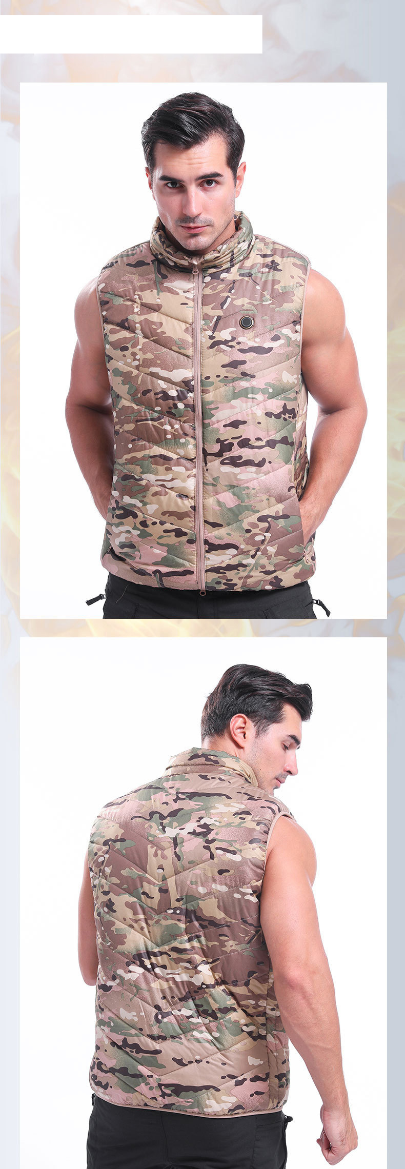 Herrenbekleidung Smarte Herren-Camouflage-Outdoor-Sportweste, modische USB-Dreigang-Temperaturregelung, warme Heizweste_voghion.com