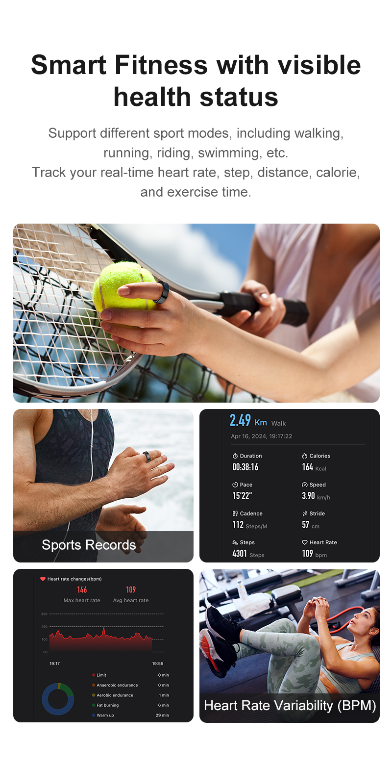 Smart Fitness Tracker - Lépés-, távolság- és kalóriaszámláló alvásfigyeléssel - Vezeték nélküli kapcsolat, USB-töltés, iPhone és Android készülékekhez_voghion.com