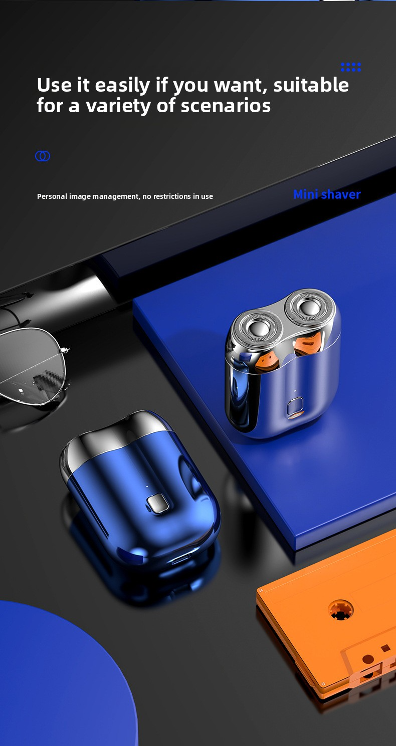 Dual Floating Head Electric Shaver – USB Rechargeable, Ultra-Quiet (Under 36dB), 60+ Min Runtime, Waterproof & Travel-Friendly_voghion.com