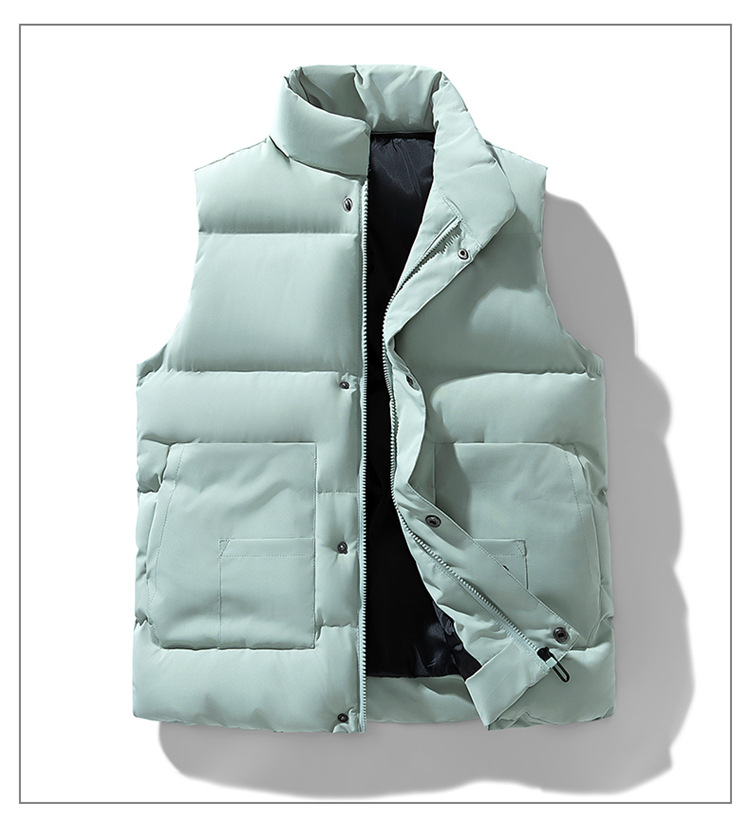 Chaleco acolchado para hombre, chaqueta sin mangas con cuello alto y forro polar cálido de invierno, ropa de calle informal para parejas, chaqueta acolchada extragrande a la moda._voghion.com