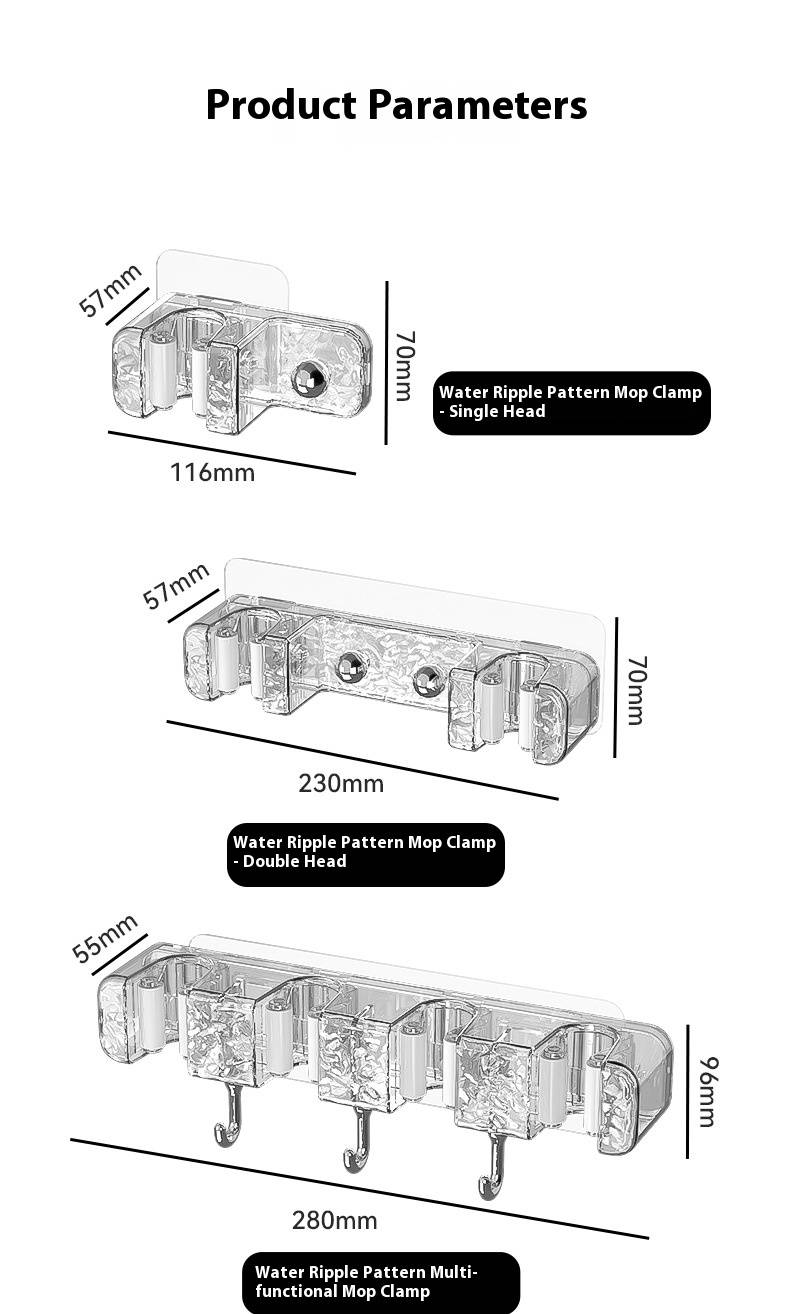 Matkapsız Süpürge ve Paspas Tutucu - 4'lü Paket Duvar/Kapı Montaj Klipsi (PET+ABS Tutacak, Su Geçirmez Yapıştırıcı, Yerden Tasarruf Sağlayan Düzenleyici)_voghion.com
