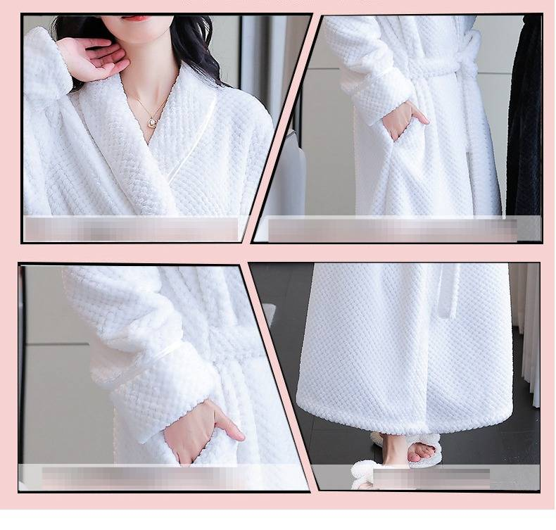 Weicher Flanell-Bademantel für Damen und Herren – gemütlicher Winterbademantel mit Taschen, warme Loungewear, Homewear im Spa-Hotel-Stil, Unisex-Schlafbekleidung_voghion.com