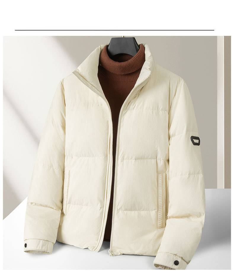 Men's Lightweight Down Jacket With 600 Fill Power, Windproof & Wrinkle-Resistant, Slim Fit Winter Coat For Urban Commute (Black/White)_voghion.com