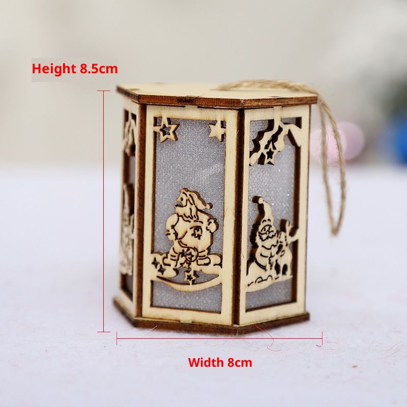 Handgefertigte Weihnachtsornamente aus Holz – Leuchtende, hohle Baum- und Hausdekoration mit Weihnachtsmann-, Rentier- und Schneemannmotiven –_voghion.com