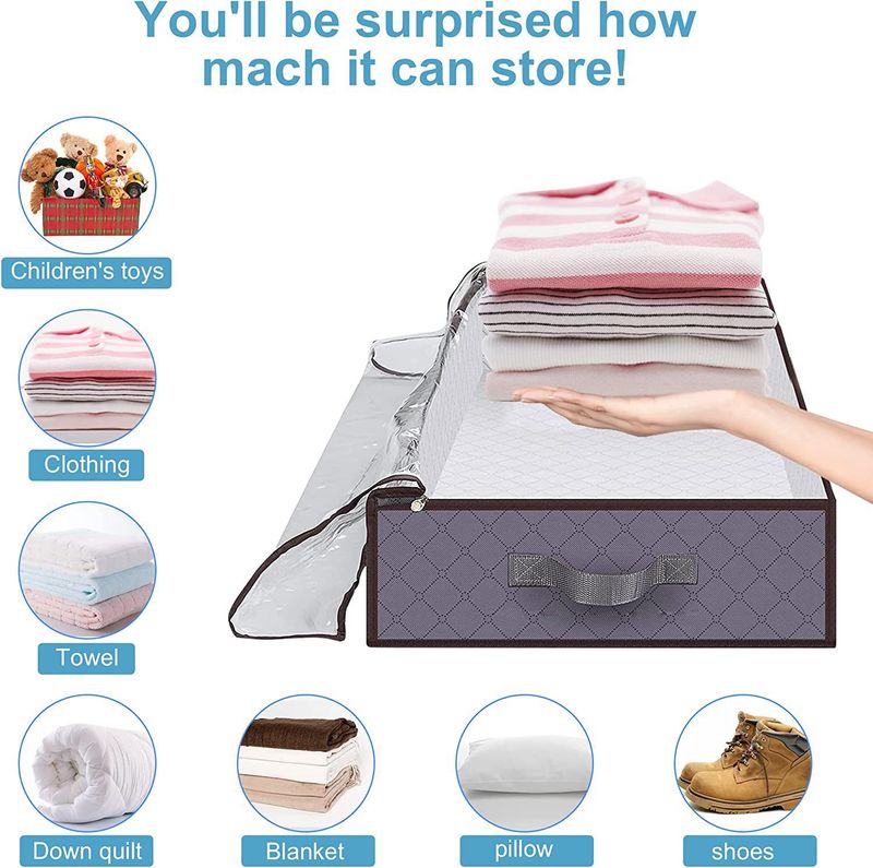 Under the bed storage box transparent clothing storage box under the bed foldable household quilt quilt storage bag_voghion.com