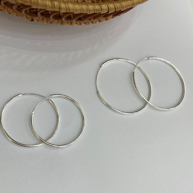 S925 Sterling Silver Thick Large Circle Plain For Women, Internet Celebrity Hot Style Elegant Hoop New Earrings_voghion.com