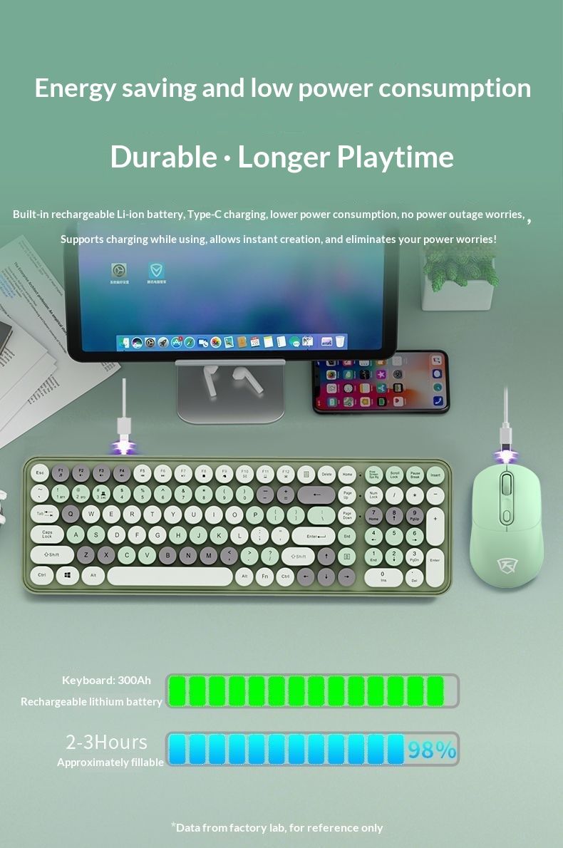 Tastiera e mouse wireless NeoGear Bluetooth per computer portatile, ricarica, ufficio, ragazze, carino, e-sport, portatile, silenzioso, doppia modalità_voghion.com