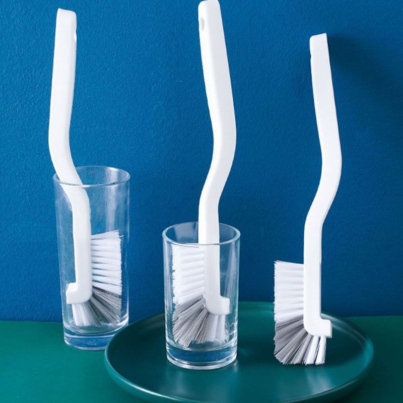 2pcs Long Curved Cup Brush, Plastic Scrubber For Soymilk Maker And Juicer, Kitchen Cleaning Tool For Hard-to-Reach Areas_voghion.com