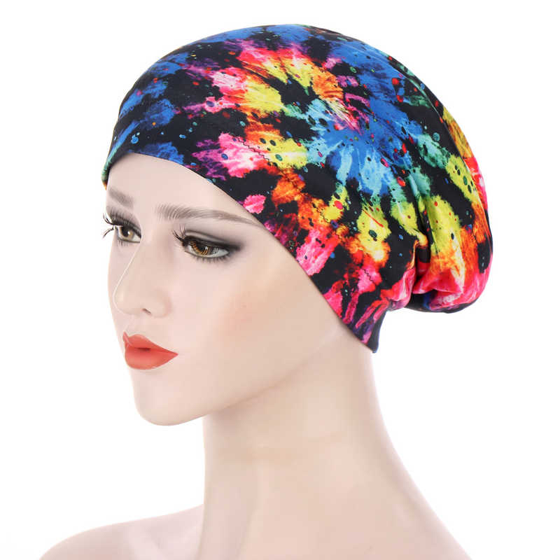Women's Hats butterfly print flower-edged hat, positioning satin-lined nightcap, pullover hat in stock_voghion.com