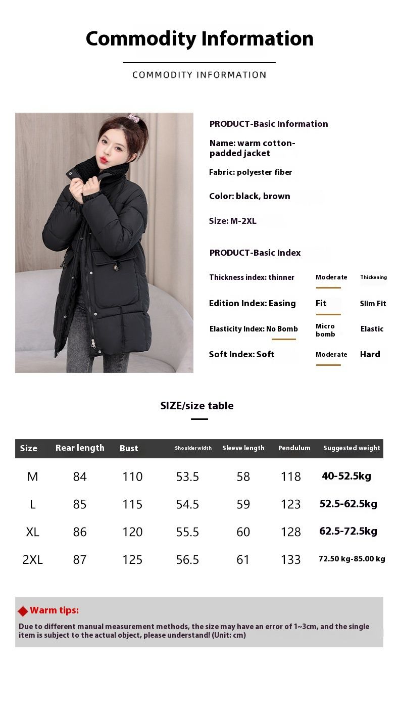 Grenzüberschreitender Kragen, neuer Winter 2024, dicke Daunenjacke für Damen, mittellang bis lang, koreanische Version, lockerer Baumwolljackenmantel_voghion.com