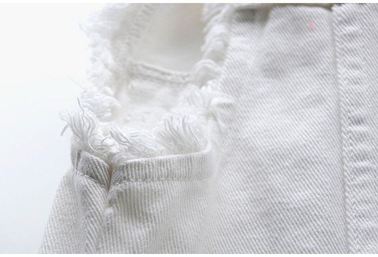 Ropa de mujer Chaleco vaquero multicolor Chaqueta corta ajustada sin mangas para mujer Cárdigan superior roto_voghion.com